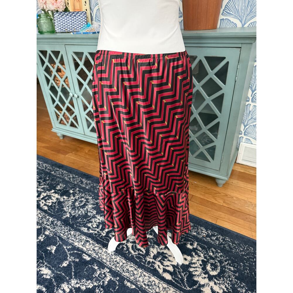 Robbie Bee Red Geometric Shape Polyester Long Skirt - Picture 4 of 5